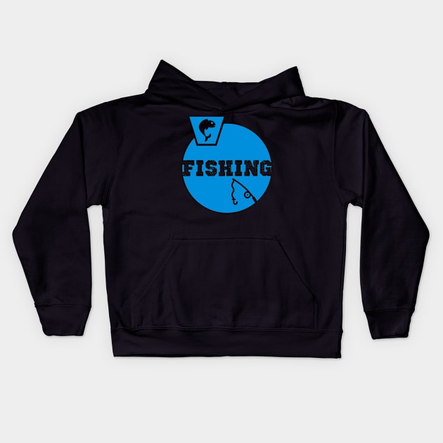 Fishing Birthday Gift Shirt. Includes a Fish and a Fishing Rod. Kids Hoodie by KAOZ